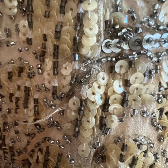 Vintage Sue Wong Silver/Cream Beaded Detail Midi-Dress - Picture 7 of 10